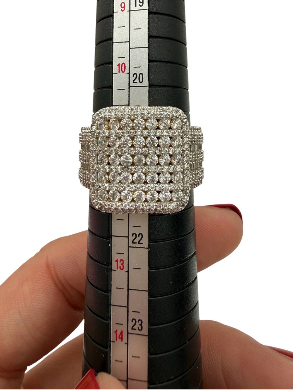 AAA 14K TGF Rhinestone Square Statement Ring - Size 11.5